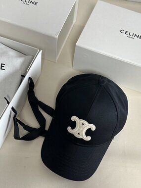 Celine Triomphe Womens Adjustable Baseball Cap Hat in black